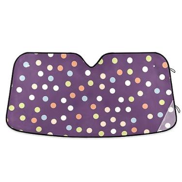 Imagem de Sombra colorida de bolinhas para carro, bloqueador solar de para-brisa de carro, proteção UV dobrável para janela de carro, para SUV, para-sol de carro