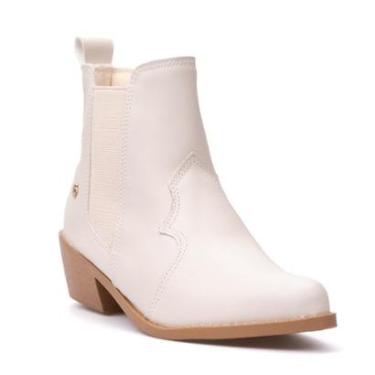 Imagem de Bota Menina Chelsea Infantil Bordada Bico Fino Salto Bloco-Feminino