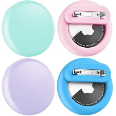 Imagem de Wowwat Compatível com suporte para Apple Air Tags para crianças, pacote com 4 capas ocultas com pino de segurança, antiperda para crianças, bebês, idosos, bagagem, sapatos, roupas - rosa + roxo +
