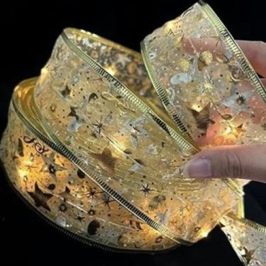 Imagem de Fita de LED 3M/5M Fio de Cobre Dobrável Design de Laço de Cetim Operado por Bateria (não Incluído) Caixa de Presente Árvore de Natal Decoração de Festa, Quente, 3M