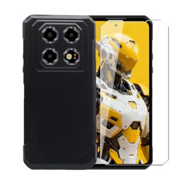 Imagem de WDMYLFTW Capa para Oukitel WP60 5G + película protetora de tela de vidro temperado - Capa protetora de TPU (preta)