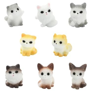 Imagem de Ipotkitt 40 peças, 8 estilos, estatuetas em forma de gato de resina, miniaturas fofas, animais de estimação, micro ornamentos de paisagem para casa, mesa, carro, escritório, decoração, acessórios de