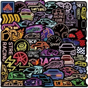 Imagem de Pacote com 50 adesivos neon para carros de corrida, garrafas de água, laptop, celular, computador, guitarra, skate, hidrofrascos, neon para carro, vinil, impermeável, estético, decalques modernos para