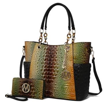 Imagem de MKF Collection Bolsa feminina com alça superior para carteira - bolsa de couro vegano, multicor, Large
