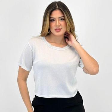 Imagem de Blusa Via Tricot Manga Curta Modal com Fio Lurex Feminina-Feminino