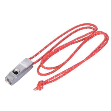 Imagem de iBasingo Apito de titânio de 120 dB para emergência, sobrevivência, acampamento e esportes apito de segurança mais alto com cordão refletivo, equipamento de segurança leve de 8 g (várias cores
