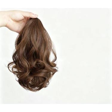 Imagem de Perucas de cabelo humano real para mulheres, castanho, encaracolado, realce, presilhas macias, cabelo humano