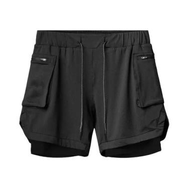 Imagem de Shorts Esportivos Masculinos 2 Em 1 Para Verão, Corrida, Praia, Academ