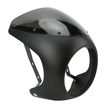 Imagem de Cryfokt Carenagem do Farol da Motocicleta Superfície Lisa Pára- Anti-envelhecimento para Faróis Redondos de 7 Polegadas Ajuste Universal, ABS Preto Tampa do Farol da Motocicleta Frontal para (Preto