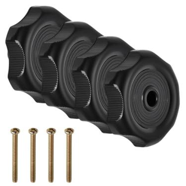 Imagem de 4 puxadores de trava de eixo redondo de plástico preto, maçaneta preta para janela/ventilação para trailers, eixo de 2,5 cm, diâmetro externo, plástico ABS, fácil instalação, ferragens internas para