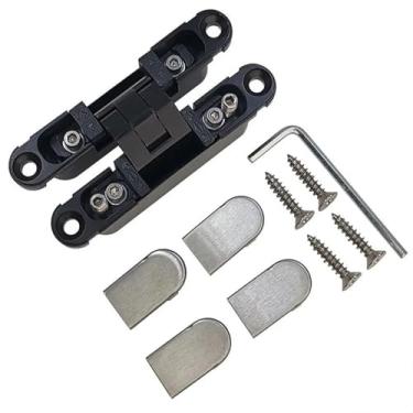 Imagem de 2 peças de capacidade de carga 12 kg pequena 3D ajustável 180 graus dobradiça mini preta dobradiça de porta dobrável de madeira invisível