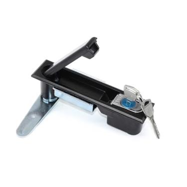 Imagem de Fechadura de porta de armário retangular preta com 2 chaves MS490 MS818 1 peça (preto)