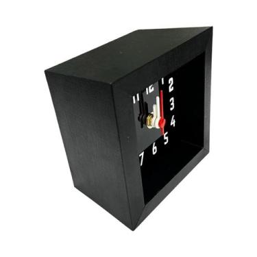 Imagem de Relógio de Mesa 12x12cm em MDF estilo retrô moderno à pilha - Decora L