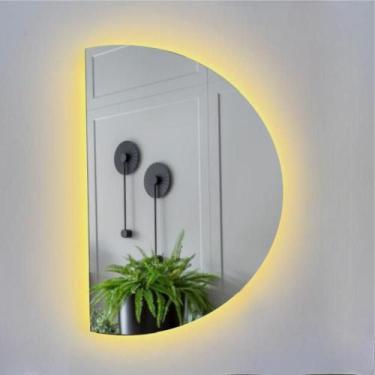 Imagem de Espelho MEIA LUA 45cm X 70cm Com Led à PILHA ou FONTE para Banheiro - 