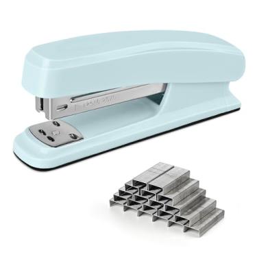 Imagem de Temiary Grampeadores para mesa com padrão de 2000 grampos, sem atolamento, esforço reduzido, grampeador para material escolar e escritório doméstico (azul)