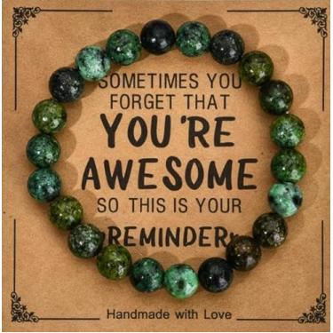 Imagem de Pulseiras de contas presentes para marido, namorado, irmão, homens, pulseira natural elástica feita à mão, pulseiras de amizade, One Size, Vidro, Sem Pedra Preciosa