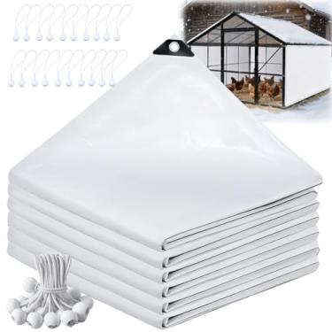 Imagem de Tlence Capa para galinheiro, pano de sombra à prova d'água de 30 x 17 m, caneta de corrida de galinha com cordões de bola, lona para gaiolas de galinha ao ar livre para verão, inverno, jardim, pátio