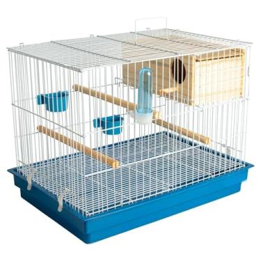 Imagem de Gaiola COMPLETA Criadeira Para Aves Calopsita Com Ninho MDF Resistente(Branca/Azul)