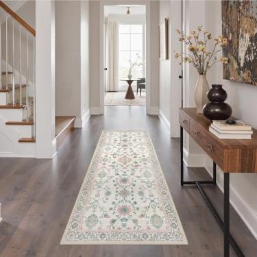Imagem de GENIMO Tapete de corredor para corredores lavável à máquina, antiderrapante boho vintage leve lavável, tapetes finos para entrada, corredor, banheiro, lavanderia, corredor, multirosa