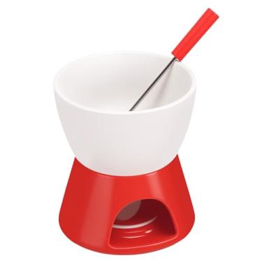 Imagem de Conjunto de fondue de chocolate de cerâmica 297 g com garfo, mini panela de derretimento destacável para manteiga, queijo, caramelo, micro-ondas e forno, máquina de sobremesa segura