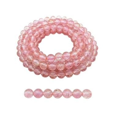 Imagem de DandS ltd Contas de vidro Crackle Lampwork para fabricação de joias, quartzo morango, pulseiras vibrantes, brincos, suprimentos de miçangas e kits de artesanato para joias artesanais, 80 peças 0,39