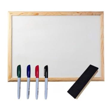 Imagem de Quadro Lousa Escolar Branco 60x40 Moldura em Madeira com Apagador e Marcadores(60x40 Branco com Apagador)
