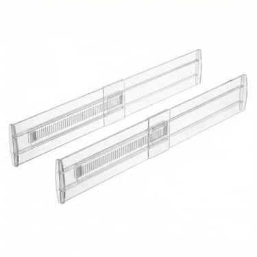 Imagem de Divisórias de gaveta expansíveis, pacote com 2 organizadores transparentes ajustáveis para meias de roupa íntima, caixa de armazenamento para roupas íntimas