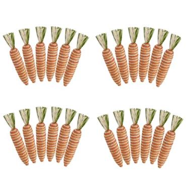 Imagem de naturevibe Decoração de Páscoa com cenoura de sisal de 14 cm, pacote com 24 minicenouras de juta de cor vívida para decorações de mesa de Páscoa ou decoração de primavera