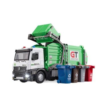 Imagem de Caminhão de lixo de brinquedo fundido sob pressão extra grande com caixas de classificação para crianças