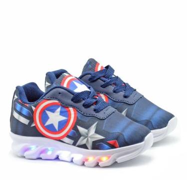 Imagem de Tenis de Led Luz  capitao america infantil junvenil masculino Light St