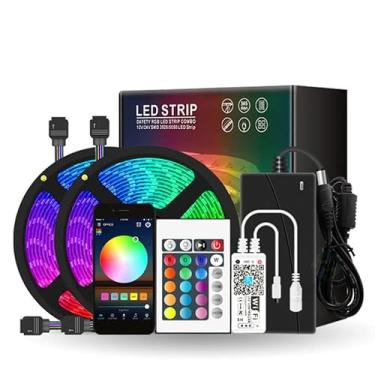 Imagem de Luzes de Fita LED RGB Wi-Fi 10m 300 LEDs com Controle Remoto IR e Controlador APP por Voz Timer Mudança Cor 5050 para Quarto Teto Festa
