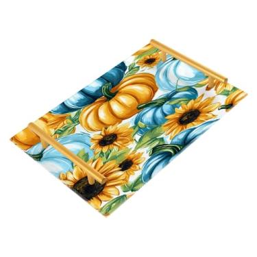 Imagem de xigua Bandeja de banheiro de abóboras de outono com alças bandeja de servir antiderrapante para mesa de centro, organizador de bancada de cabeceira bandeja de decoração de acrílico para decoração de