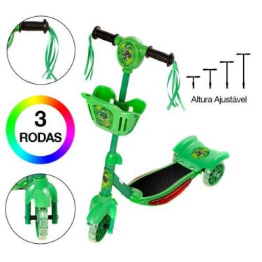 Imagem de Brinquedo Infantil Patinete Hulk 3 Rodas C Cestinha Luz - DM Toys