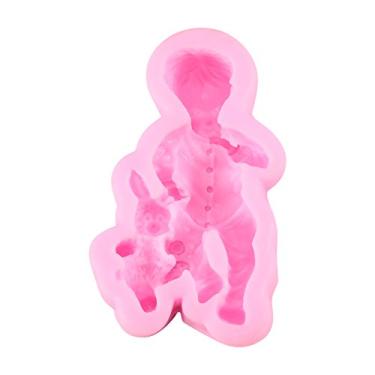 Imagem de Cuofyunl 3d silicone bebê menino menina fondant bolo molde criativo chocolate sugarcraft molde ferramenta de decoração (Garoto)