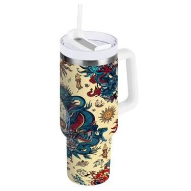 Imagem de SEHANY Copo Skull Gothic de 1,134 g com alça, copo isolado de aço inoxidável de parede dupla, à prova de vazamento, caneca de café isolada para viagem, cabe no suporte de copo de carro