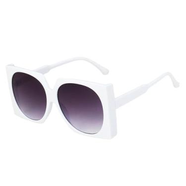 Imagem de Óculos de Sol Oversized com Lentes Gradientes em Cores Candy, Proteção UV400, Ideais para Esportes ao Ar Livre, Corrida e Ciclismo, Branco com Cinza Gradiente