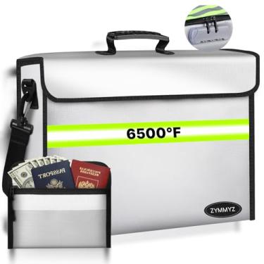 Imagem de Bolsa organizadora de arquivos com camadas de pasta removíveis/carteira, organizador de documentos à prova de fogo de 3,593 °C com trava e tira reflexiva, caixa de armazenamento portátil para viagem