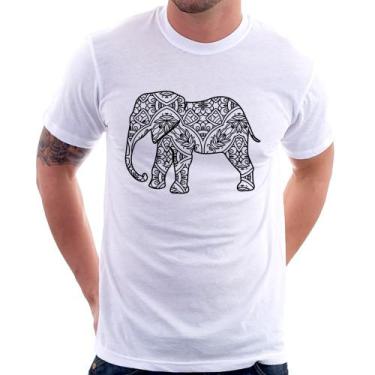 Imagem de Camiseta Elefante Mandala - Foca na Moda, Branco, GGG