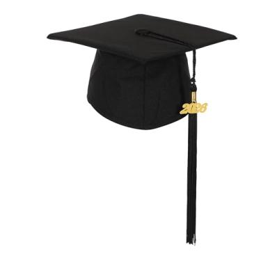 Imagem de D DODOU Boné unissex fosco para pré-escola e jardim de infância com borla de pingente de ano, Preto, Tamanho Único