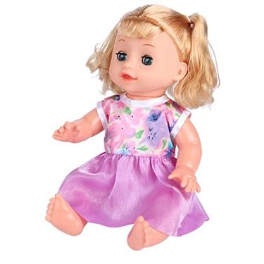 Imagem de Boneca bebê viva, expressões fofas Membros podem se mover altamente Simulação Efeito sonoro Fingir brincar de boneca de corpo Brinquedo engraçado educacional para presente(SY004-9 vestido floral)