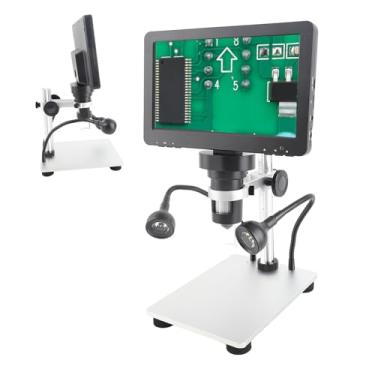 Imagem de Microscópio Digital ZJchao, Microscópio Eletrônico Digital de 7 Polegadas 12MP Ampliação 1200X Microscópio 1080P Lupa Microscópio de Solda para Manutenção Industrial Ferramenta