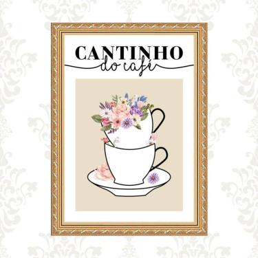 Imagem de Quadro Moldura Dourada Cantinho Do Café 45X34Cm