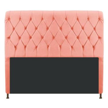 Imagem de Cabeceira Estofada Cristal 195 cm King Size Com Capitonê Suede Coral -
