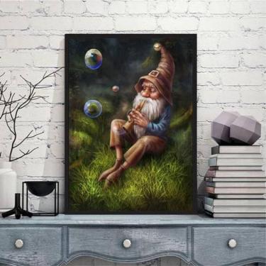 Imagem de Quadro Decorativo Gnomo Floresta 33X24Cm Moldura Preta