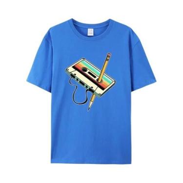 Imagem de Camiseta Retrô Vintage Anos 80 Com Estampa De Fita Cassete Para Homens