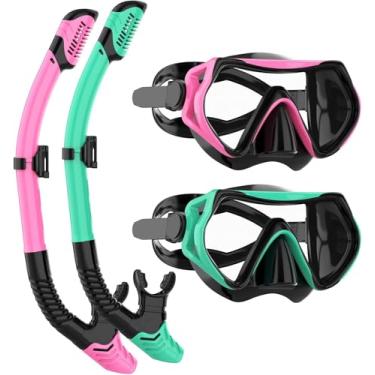 Imagem de JRing Equipamento De Mergulho Com Snorkel Para Adultos, Conjunto De Máscara De Mergulho Com Snorkel E Óculos Antiembaçantes De Vidro Temperado De 180 Graus, Snorkel De Mergulho Seco Para Natação, Má
