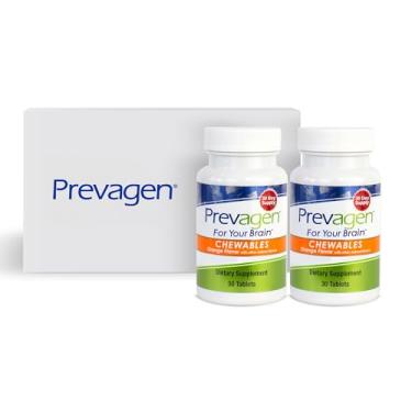Imagem de Prevagen Força regular 10 mg, 30 mastigáveis | laranja - 2 pacotes | com apoaequorina e vitamina D com caixa de armazenamento Prevagen atraente e empilhável