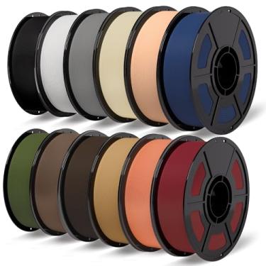 Imagem de iSANMATE Pacote de filamento PLA fosco de 12 kg de 1,75 mm, multicolorido, 30 a 300 mm/s, para a maioria das impressoras 3D, preto, branco, cinza, bege, azul marinho, verde, marrom, chocolate, latte