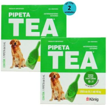 Imagem de Pipeta Tea 5 ml Antiparasitário Contra Pulgas para Cães de 25,1 até 40