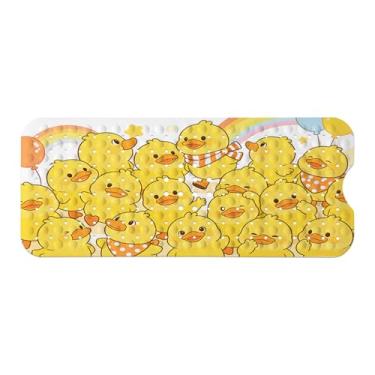 Imagem de Tapete de banheira infantil, tapete de banho antiderrapante para crianças e crianças, tapete de segurança antiderrapante para banheira Happy Ducks com ventosas fortes, tapete de banho macio para